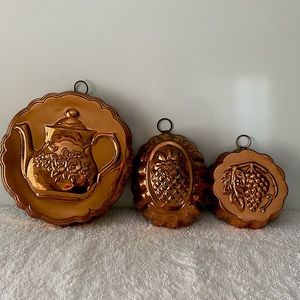 3 Vintage Mid Century Wall Metal Plates